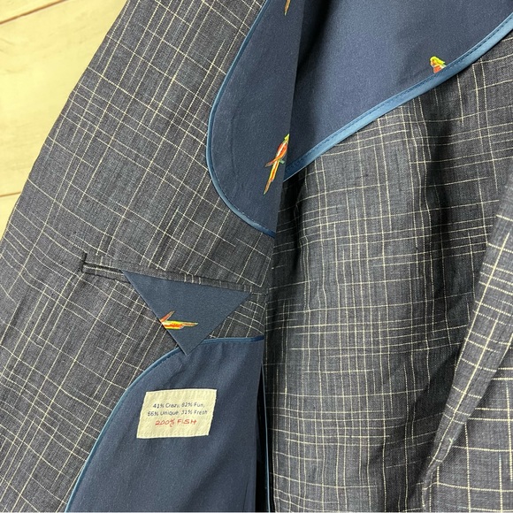 A Fish Named Fred Linen Blazer Jacket Size 40 - Picture 5 of 10